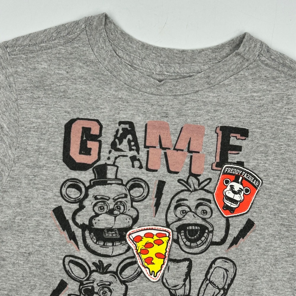 Five Nights at Freddys T-Shirt Gray Kids Small S Sm Game Over Graphic Tee EUC